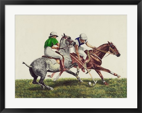 Framed Polo - two horses Print