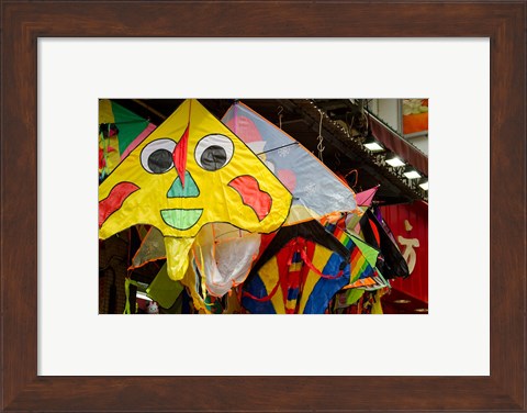 Framed China, Macau Chinatown area Colorful kites Print