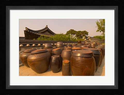 Framed Traditional Korean House, Namsangol Hanok Village, Seoul, South Korea Print