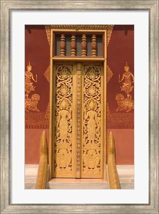 Framed Temple Door, Laos Print