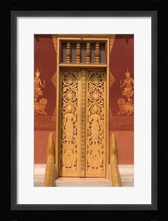 Framed Temple Door, Laos Print