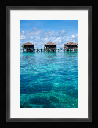 Framed Bungalows, Sipadan-Kapalai Dive Resort, Borneo, Malaysia Print