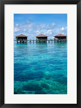 Framed Bungalows, Sipadan-Kapalai Dive Resort, Borneo, Malaysia Print