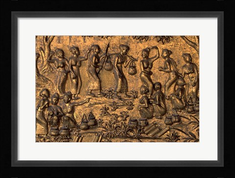 Framed Mural Inside Wat Mai, Luang Prabang, Laos Print