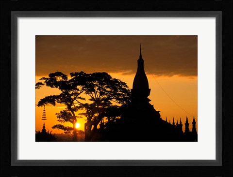 Framed Asia, Laos, Vientiane That Luang Temple, sunrise Print
