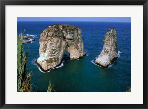 Framed Asia, Lebanon, Beirut, Coastal Pigeon Rocks Print