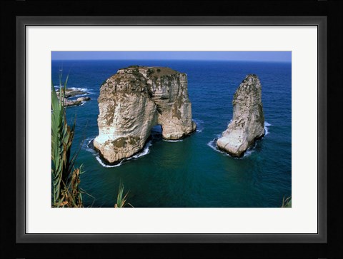 Framed Asia, Lebanon, Beirut, Coastal Pigeon Rocks Print