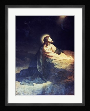 Framed Christ in the Garden of Gethsemane Heinrich Hoffmann (1824-1911 German) Print