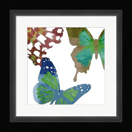 Framed Scattered Butterflies II Print