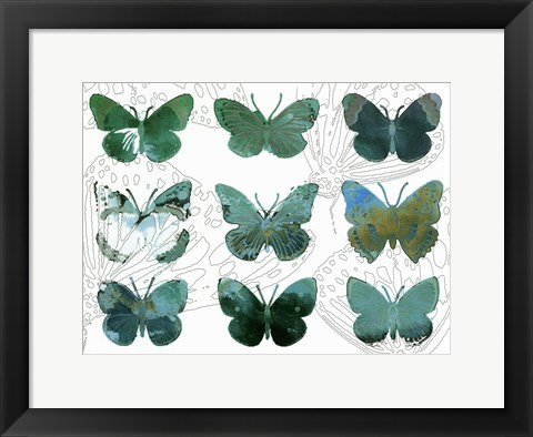 Framed Layered Butterflies I Print