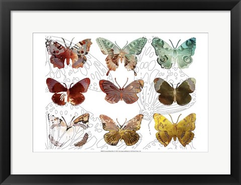 Framed Layered Butterflies II Print