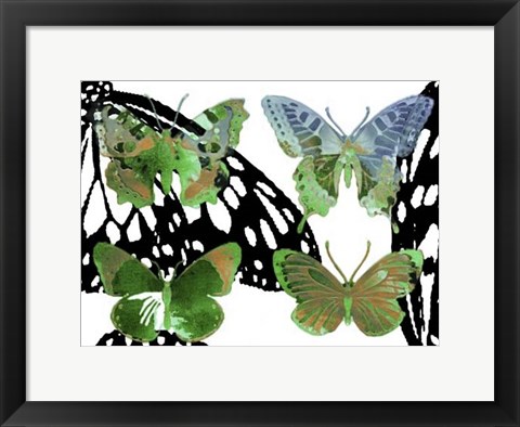 Framed Layered Butterflies V Print