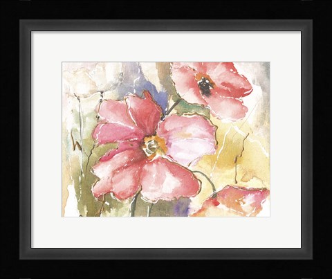 Framed Soft Poppies I Print