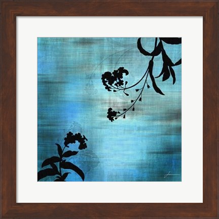 Framed Aqua Floral I Print