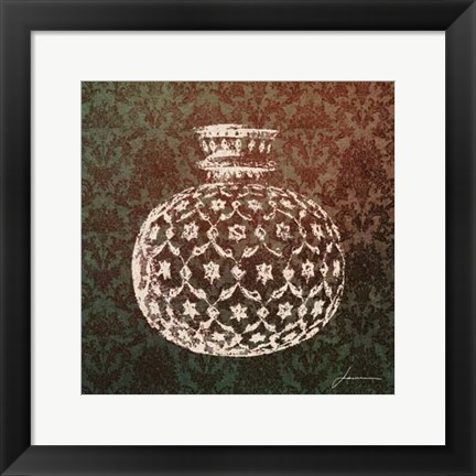 Framed Patterned Bottles I Print