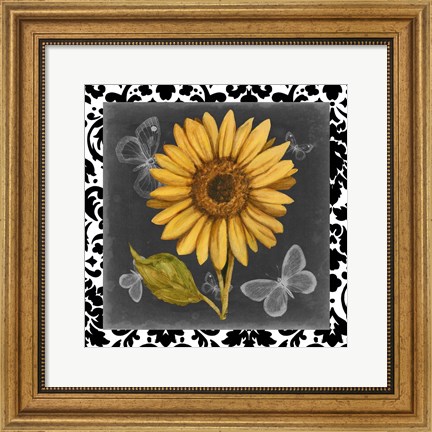 Framed Ornate Sunflowers I Print