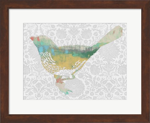 Framed Patterned Bird I Print