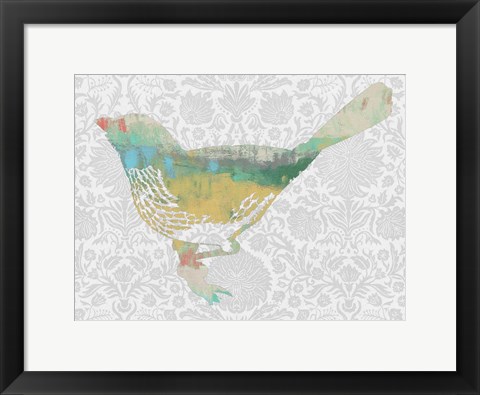 Framed Patterned Bird I Print