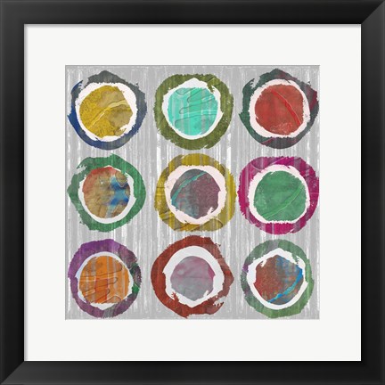Framed Jagged Circles I Print