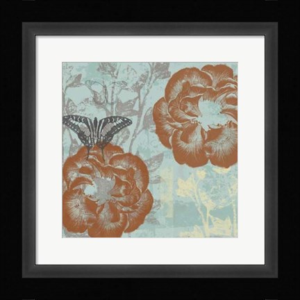 Framed Teal Garden I Print