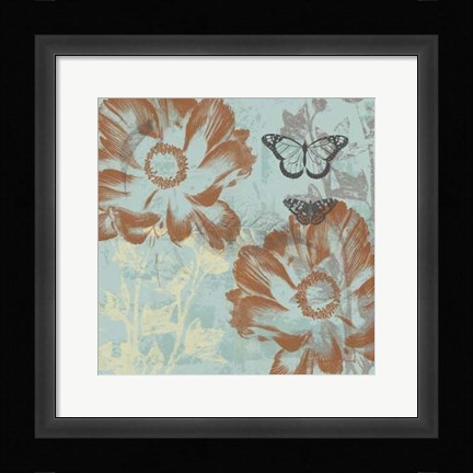 Framed Teal Garden II Print