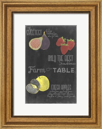 Framed Blackboard Fruit III Print