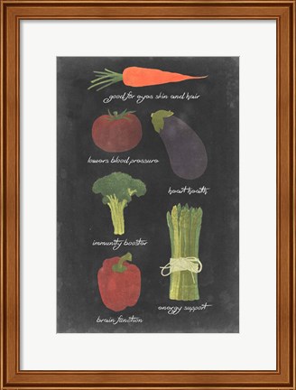 Framed Blackboard Veggies I Print