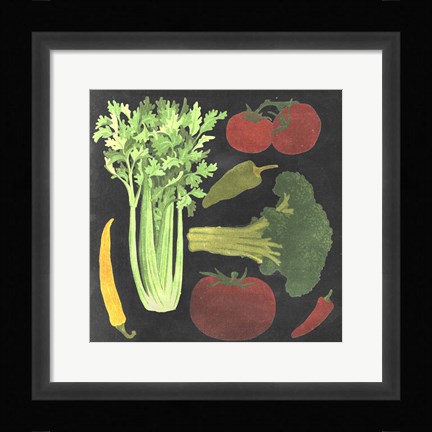 Framed Blackboard Veggies III Print