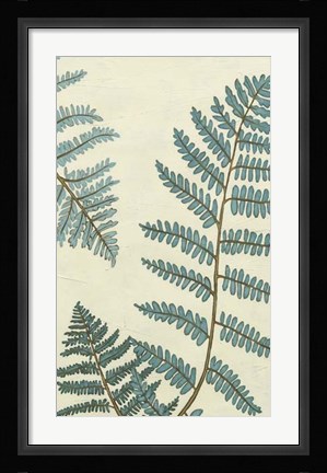 Framed Blue Fern Trio III Print