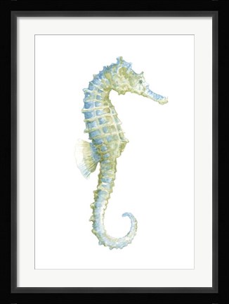 Framed Watercolor Seahorse I Print