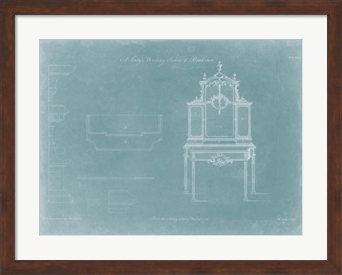 Framed Lady&#39;s Writing Table &amp; Bookcase Print