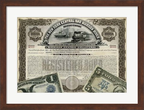 Framed Antique Stock Certificate I Print