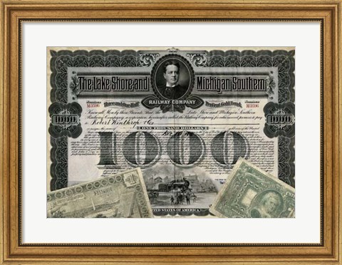 Framed Antique Stock Certificate II Print