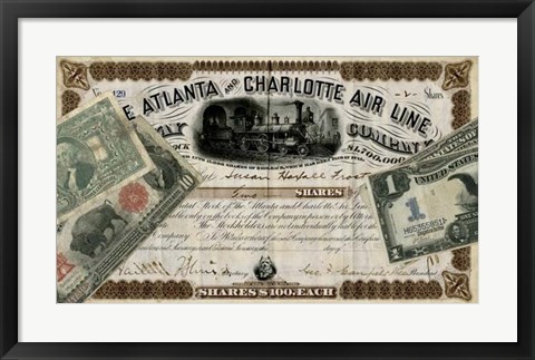 Framed Antique Stock Certificate IV Print