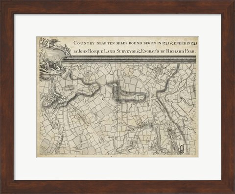 Framed Map of London Grid III Print