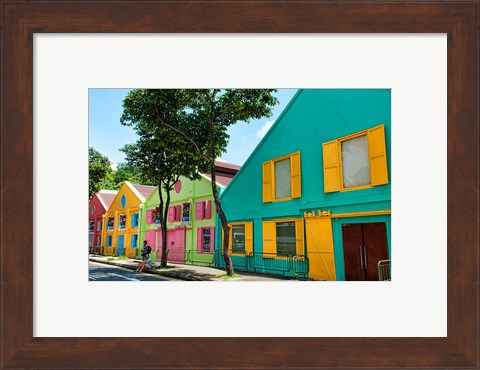 Framed Downtown Singapore in Fullerton area of Clarke Quay. Print