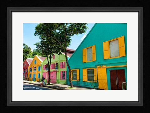 Framed Downtown Singapore in Fullerton area of Clarke Quay. Print