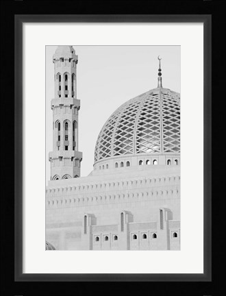 Framed Oman, Muscat, Al, Ghubrah. Grand Mosque, Minaret View Print
