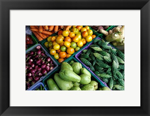 Framed Asia, Singapore. Fresh produce for sale at street market Print