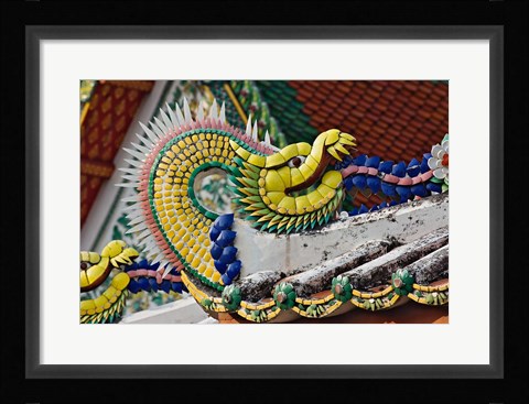 Framed Decorative dragon, Wat Pho, Bangkok, Thailand Print