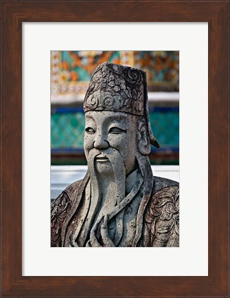 Framed Farang Guard, Wat Pho, Bangkok, Thailand Print