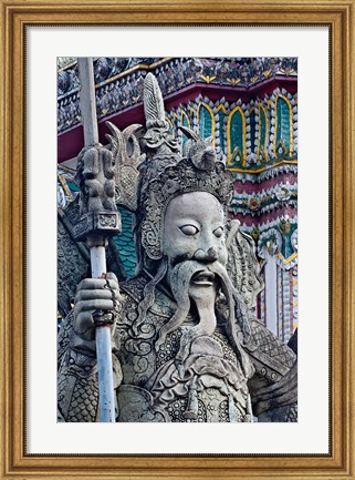 Framed Head of Farang Guard, Wat Pho, Bangkok, Thailand. Print