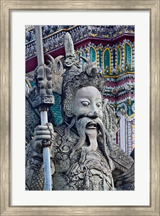 Framed Head of Farang Guard, Wat Pho, Bangkok, Thailand. Print