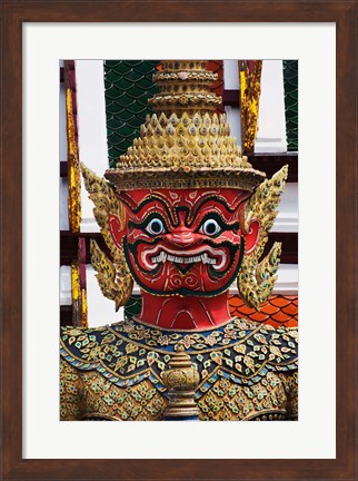 Framed One of six pairs of guardian demons flanking entrance to the Gallery or Phra Rabieng, Wat Phra Kaeo, Bangkok, Thailand Print