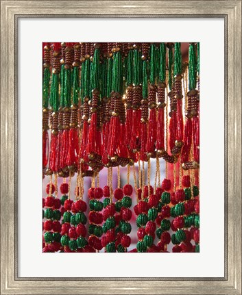 Framed Beads hang in a store in Kathmandu, Nepal. Print