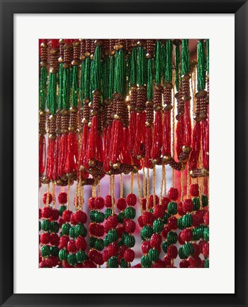 Framed Beads hang in a store in Kathmandu, Nepal. Print