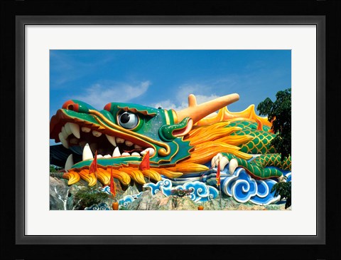 Framed Famous Dragon at Haw Par Villa in Singapore Asia Print
