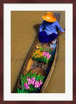 Framed Floating Market at Damnernsaduak near Bangkok Thailand (MR) Print