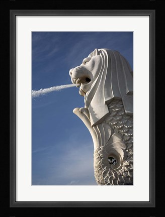 Framed Singapore. Merlion statue in the Merlion Park Print