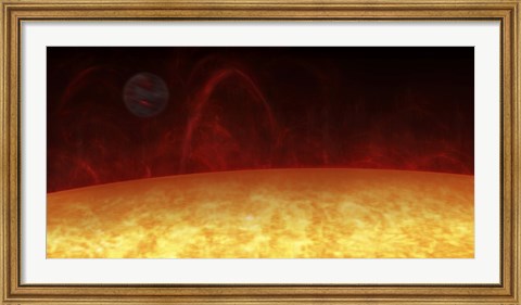 Framed Artist&#39;s concept of a Hot Jupiter orbiting a star named 51 Pegasi Print